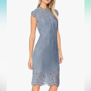 Merokeety NWT Grey Blue Lace Floral Elegant Cocktail Dress
